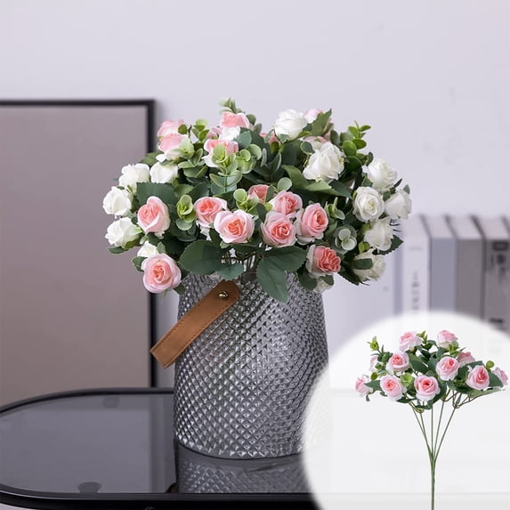 JingChun 1Pc Branch 11 Heads Artificial Rose Flowers Bouquet Fake Silk Mini Roses Wedding Floral Decor Bouquet