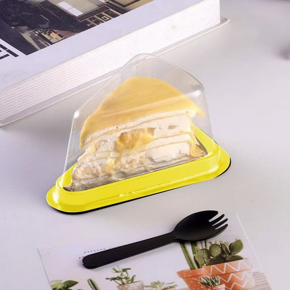 JingChun 1Pc Clear Plastic Cake Slice Favor Containers, Triangle Party Boxes Treat Display Holder