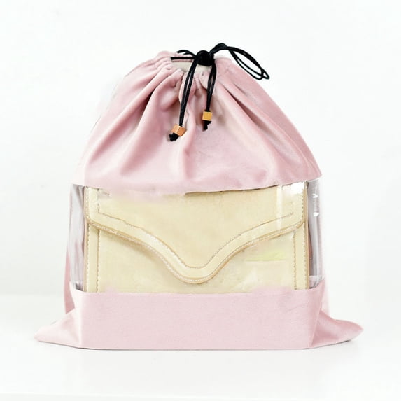 JingChun 1Pc Dust Bags for Handbags and Purses, Velvet Drawstring Purse Protector Bag with Clear Window, Shoe Handbag Dust Cover Bags for Storage and Travel