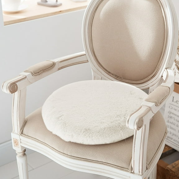 JingChun 1Pc Faux Fur Seat Cushion, Soft Round Seat Cushion Chair Cover Plush Fluffy Chair Cushion Chair Pads for Bedroom Sofa and Stools Floor Cushion Round 17 inch