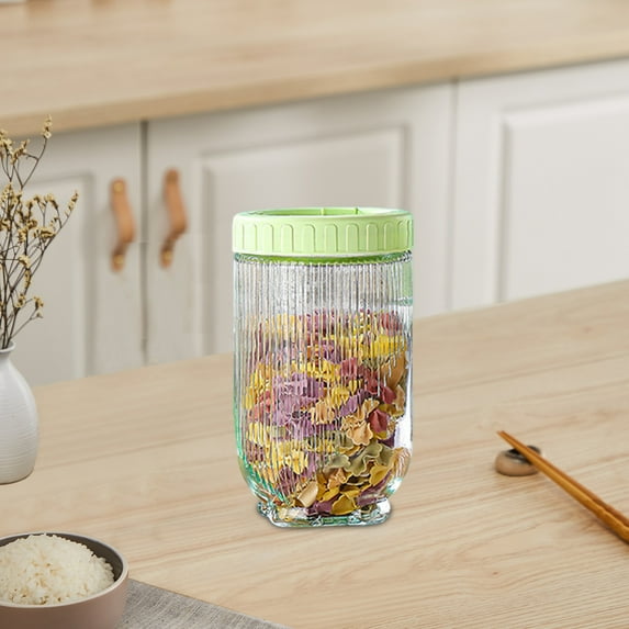 JingChun 1Pc Glass Storage Containers with Lids, Airtight Glass Jar Kitchen Storage Container with Plastic Lid Sugar Canisters for Candy, Cereal, Snack, Tea, Rice, Coffee Bean, Spice