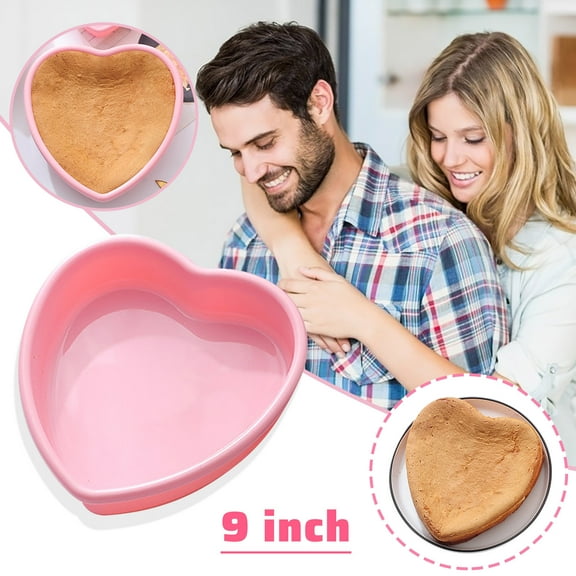 JingChun 1Pc Heart Shaped Cake Pans, Silicone Molds Heart Baking Pans, Heart Cake Mold Non-Stick Cake Pan for Cheese Cake and Brownie Cake Valentine's Day Cake Making