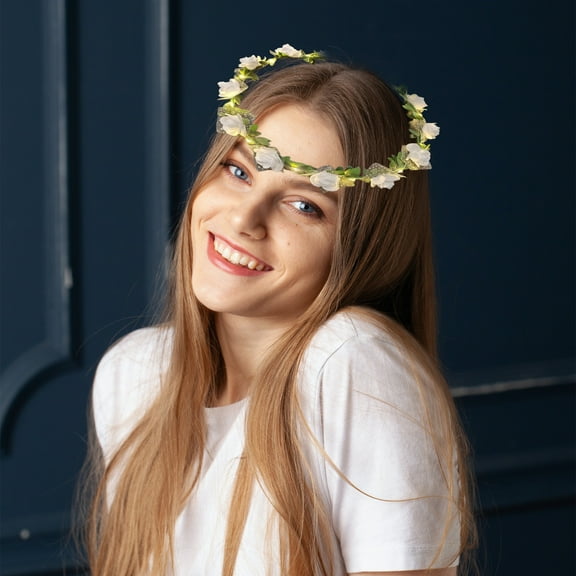JingChun 1Pc Led Light Women Flower Girl Headband Glow Blinking Crown Hair Wreath for Girls Women Valentine's Day Wedding Festival Christmas New Year Party