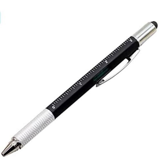 JingChun 1Pc Pen, 6-in-1 Multitool Tech Tool Pen with Ruler, Level, Stylus, Screwdriver, Refills, Creative Gifts for Men