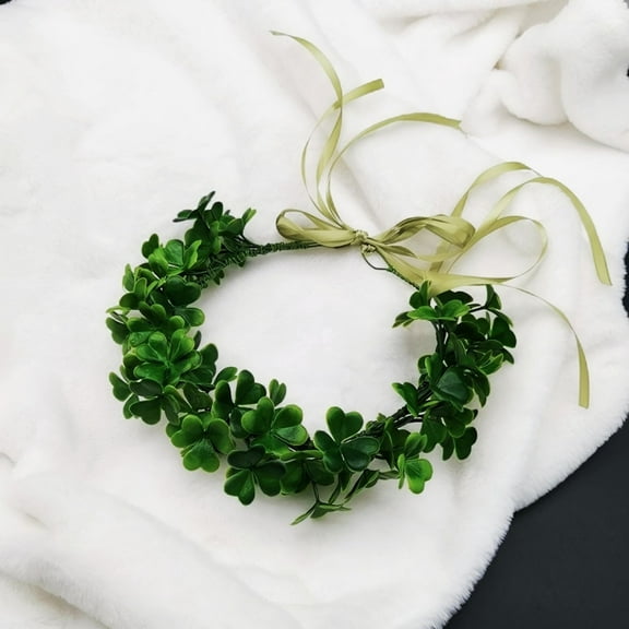 JingChun 1Pc St. Patrick's Day Irish Shamrock Headbands Flower Crown Clover Headband St. Patrick's Day Accessories Green Garland Clover Garland Party Accessories Fairy Accessories