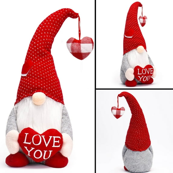 JingChun 1Pc Valentines Day Gnomes Decorations Valentines Gnomes Gift Gnome Plush Decor Faceless Gnome Plush Figurine Gnomes Home Table Ornaments for Home Tree Door Wall Party Decor