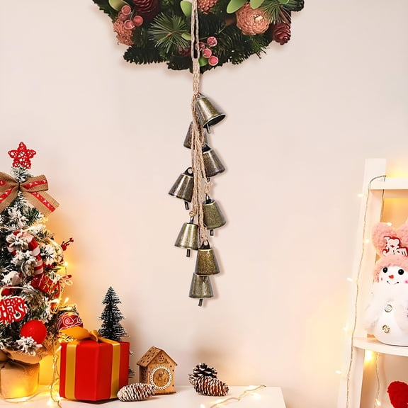 JingChun 1Pc Witch Bells for Door Knob for Protection Handmade Witchcraf Door Hanging Bell Rustic Witch Wind Chimes for Boho Home Room Christmas Decor