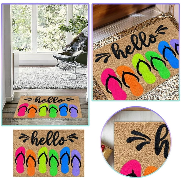 JingChun 23*15 inch Hello Summer Door Mat Non Slip Seasonal Front Door Rugs for Indoor Outdoor Floor Washable Waterproof Entrance Standing Mat