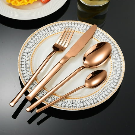 JingChun 24 Piece Silverware Flatware Cutlery Set, Stainless Steel Utensils Service for 4, Include Knife fork Spoon, Mirror Polished, Dishwasher Safe