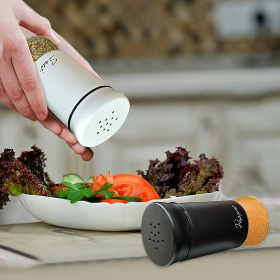 JingChun 2Pcs Salt and Pepper Shakers, Modern Pepper Shaker for Kitchen Metal Gadgets with Glass Bottom Home Essentials Counter Decor Refillable Design