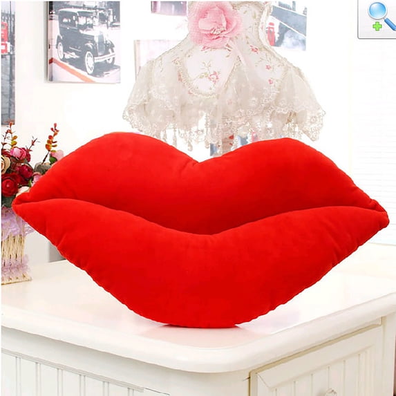 JingChun 3D Lips Throw Pillows Smooth Soft Velvet Insert Included, Lip Shaped Pillow for Bed Living Room Valentine's Day Decorations
