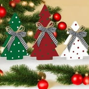JingChun 3Pcs Rustic Wood Table Christmas Trees Centerpiece for Table - Polka Dot Farmhouse Decor