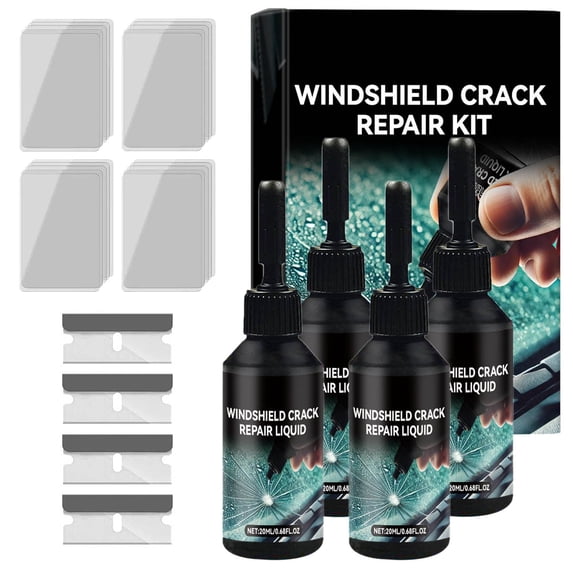 JingChun 4Pcs Automotive Glass Nano Repair Fluid Kit Cracked Car Windshield Repair Kit Resin | Wind Shield Car Glass Repair Set Glass Corrector Shatter Repair Glue for Cars