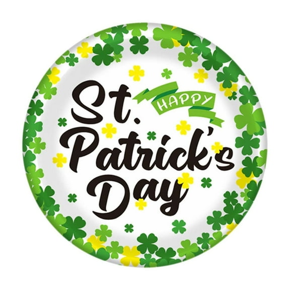 JingChun 7 Inch St Patrick's Day Shamrock theme Party Paper Plates Disposable Tableware Kit Decorations Favors for Birthday Party Baby Shower for 10 Guests