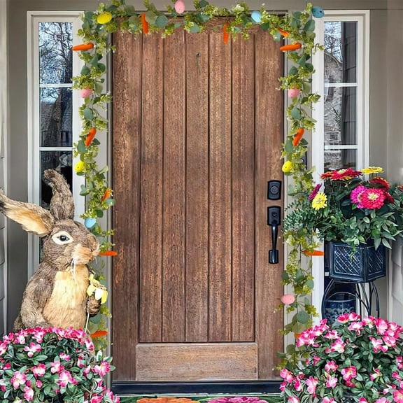 JingChun 70" Easter Easter Egg Carrot Rattan Easter Green Interior Decoration Holiday Arrangement Wall Hanging Easter Egg Rattan