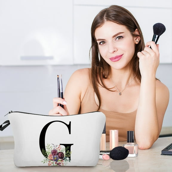 JingChun A-Z Personalized Makeup Bag, Birthday Gifts for Women Mom, Gifts for Best Friend, Bride Bridesmaid Cosmetic bag