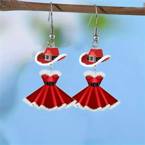 JingChun Acrylic Dangle Earrings for Women Festive Earrings Cartoon Santa Hat Earrings Christmas Dress Earrings for Christmas Jewelry Christmas Gift for Women