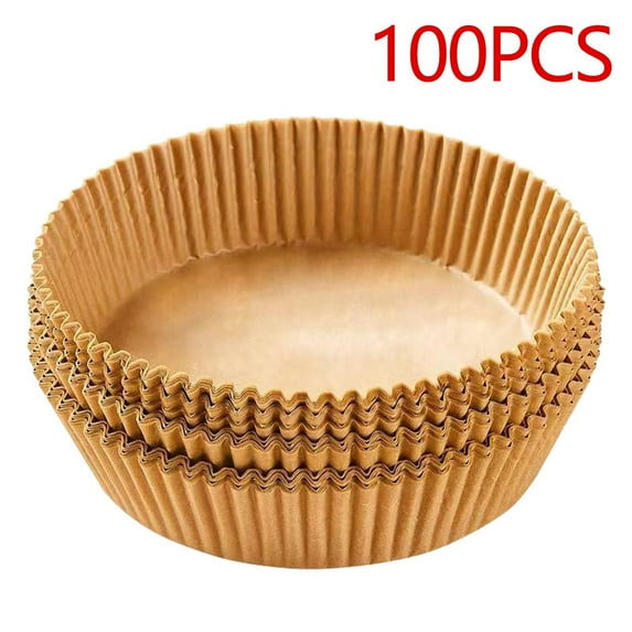 JingChun Air Fryer Liners, 100Pcs Round Disposable Paper Airfryer Paper Liners, Non-Stick and Oil Proof for Easy Cleanup, Great for Oven, Pans & Baking