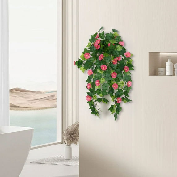JingChun Artificial Pothos Potted Silk Petunia Flowers Faux Ivy Vine Plant Hanging for Shelf Home office Indoor Outdoor Garden Greenery Decor