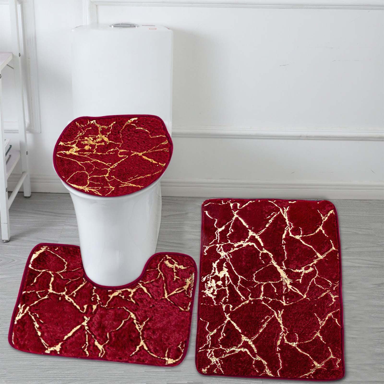 JingChun Bathroom Rugs Sets 3 Piece with Toilet Cover, Non Slip and U ...