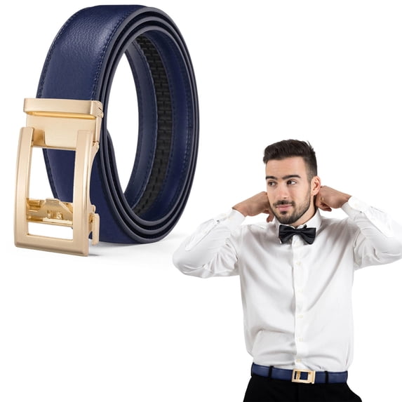 JingChun Belt for Women - PU Belt with Gold Buckle Women - Adjustable Ladies Ratchet Belts Blue-S S(One Size)