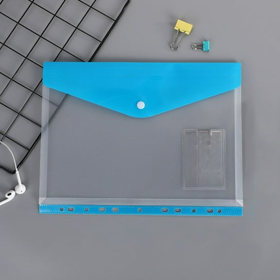 JingChun Binder Pocket Organizer Folders, 1 Pack Expandable Folders Plastic Envelopes Binder Folders with 11 Holes, Document Pouch with Snap Button and Label for School office Home