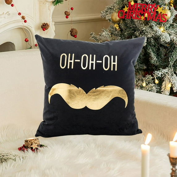 JingChun Black Christmas Gold Throw Pillow Covers Xmas Cases Decorations 17X17in Décor Indoor Home Soft Decorative Navidad Cushion for Sofa Couch Tree Snowflake