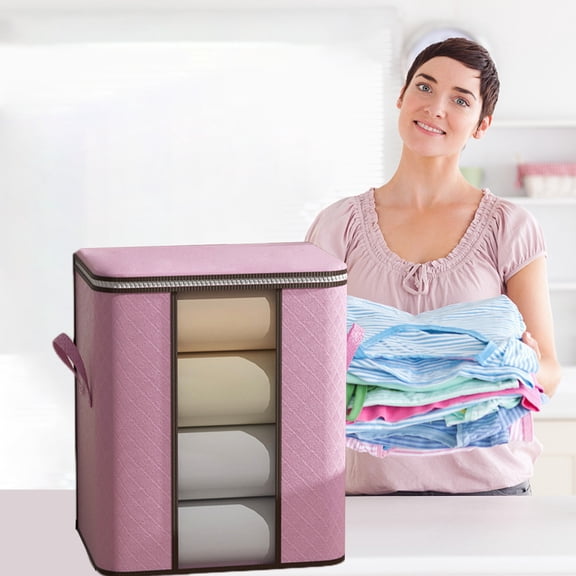 JingChun Blanket Storage, Comforter Storage, Extra Large Blanket Storage Bags with Reinforced Handles Breathable Clothes Storage Containers for King Comforter Bedding Pillow