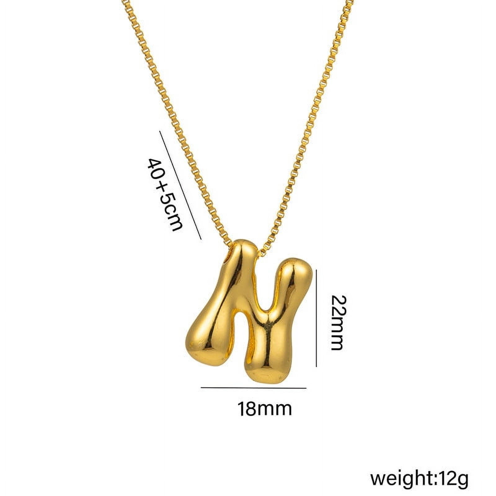 Bubble Letter Initial Necklace - 18k Gold Plated Chunky 3D Pendant, Personalized Name Jewelry Gift For Women