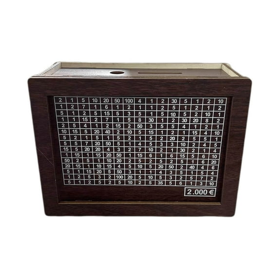 JingChun Cash Vault Wooden Savings Box, Custom Amount Adults Money Box with Counter for Savings Goal $2000, Piggy Bank for Adults Kids, Wooden Cash Box with Money Target