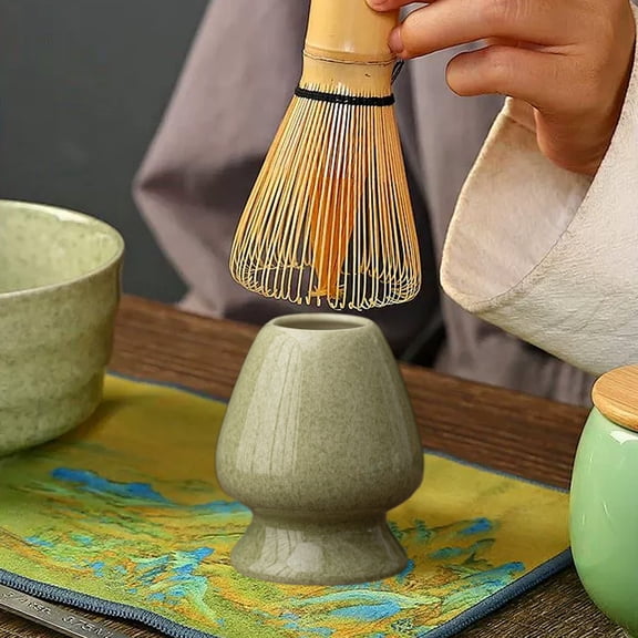 JingChun Ceramic Chasen Stand Matcha Whisk Holder, Traditional Matcha Tea Chasen Holder