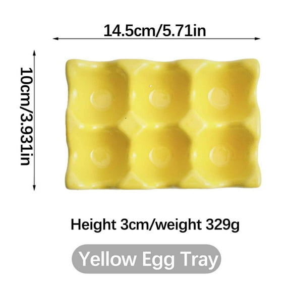 JingChun Ceramic Egg Holder 6 Cups Egg Tray Porcelain Fresh Egg Holder for Fridge Countertop Kitchen Storage