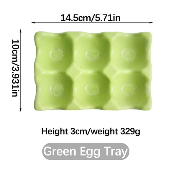 JingChun Ceramic Egg Holder 6 Cups Egg Tray Porcelain Fresh Egg Holder for Fridge Countertop Kitchen Storage