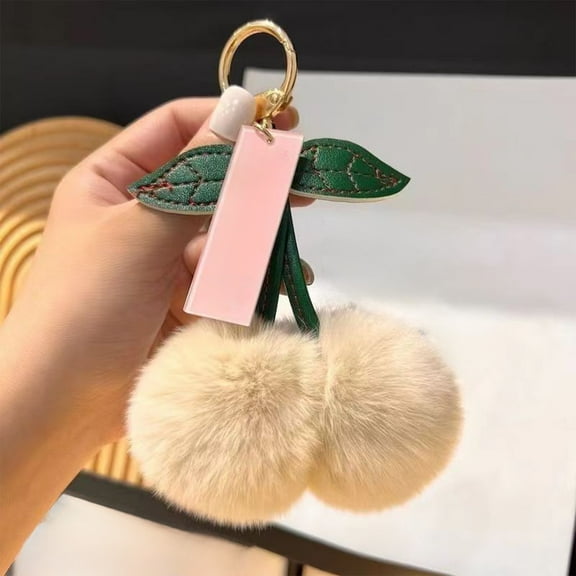 JingChun Cherry Keychain Cherry Accessories Bag Charms for Handbags Car Key Chain Christmas Gifts for Women Plush Keychain Purse Charms Handbags Pendant for Women Girls