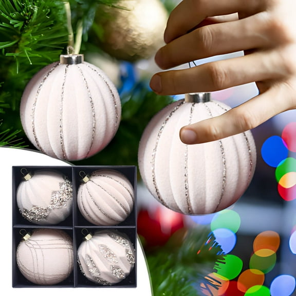 JingChun Christmas Balls Ornaments, Silk Christmas Hanging Ball Decorations, 4Pcs Luxury Vintage Christmas Tree Decor for Xmas Holiday Wedding Party