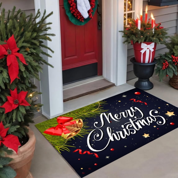 JingChun Christmas Door Mat Decorative Doormat, 15" x 23" Christmas Rugs Outdoor Indoor Kitchen, Front Door Mats Floor Mat Christmas Tree Outdoor Mats for Front Door