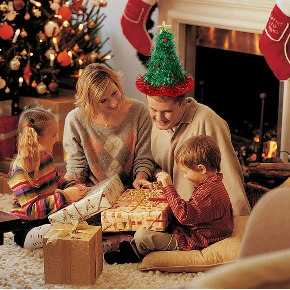 JingChun Christmas Tree Hat (1 Pack): Humorous 12*15 inch Decorated Christmas Tree Hat, Festive Holiday Decor