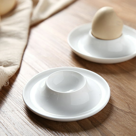 JingChun Clearance Under $2.00 2 Pack White Ceramic Ingenuity Easy To Clean Round Eggs Tray Suitable for Hard Boiled Eggs for Breakfast and Party Meals In the Kitchen and Restaurant