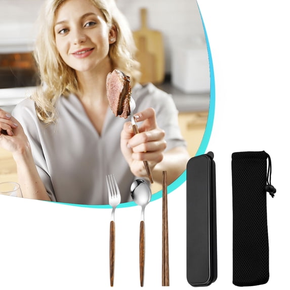 JingChun Chopsticks and Spoon Set for One Person One Chopstick Convenient Tableware Students Storage Box fork Singles Wooden Chopsticks Five Piece Set