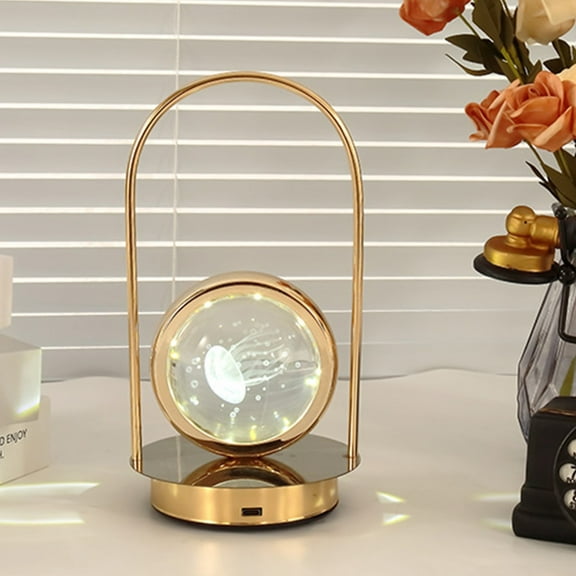 JingChun LED Originality Handheld Jellyfish Crystal Night Light Table Lamp Bedroom Bar Decoration Decorative Ambient Light Outdoor Camping Lights