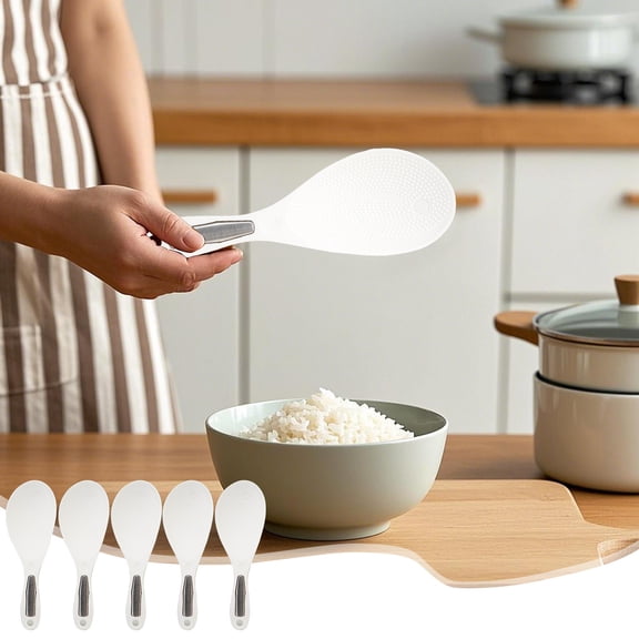 JingChun Clearance Under $2.00 Super Practical Household Plastic Rice Spoon Non Stick Rice High Temperature Proof Rice Cooker Rice Shovel 5 Pack Easy To Clean Comfortable Grip