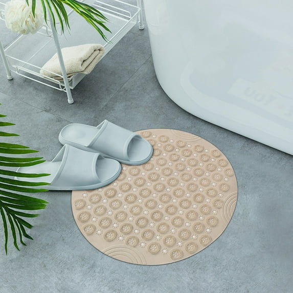 JingChun Clearance Under $2.00 Textured Surface Round Non Slip Shower Mat Anti Slip Bath Mats with Drain Hole in Middle for Shower Stall,Bathroom Floor,Showers