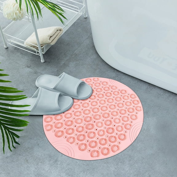 JingChun Clearance Under $2.00 Textured Surface Round Non Slip Shower Mat Anti Slip Bath Mats with Drain Hole in Middle for Shower Stall,Bathroom Floor,Showers