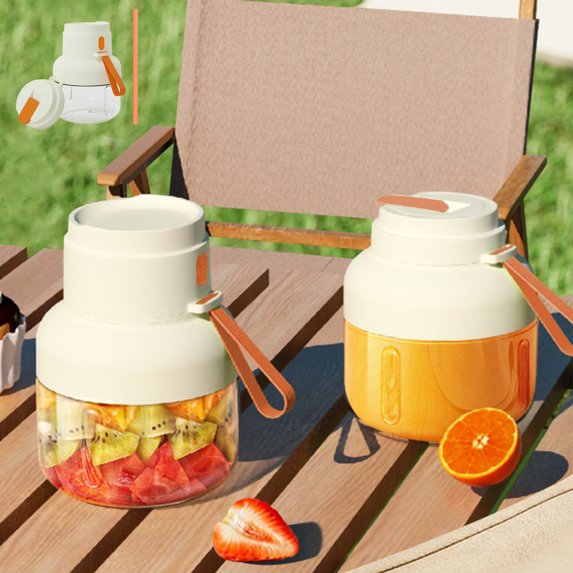 JingChun Clearance Under $2.00 Trendy New Juicer Portable Wireless Juicer Cup 850ML Large Capacity for Crushing Ice Blending Fruit Versatile Juicing Machine with Two Lids and Straw