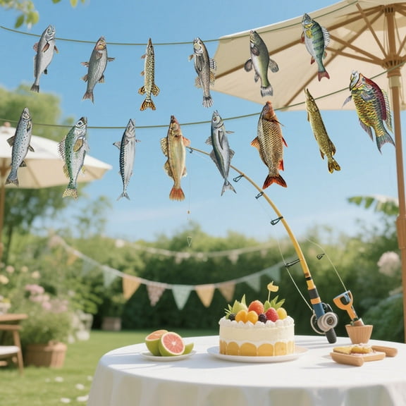 JingChun Clearance Under $2.00 Angler theme Pull Flag Party Scene Decoration Decoration Pull Flower Supplies