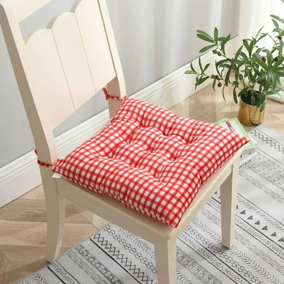 JingChun Chair Cushion Buffalo Check Chair Pad for Indoor/Dining/Kitchen Chairs Seat Cushion with Ties Tufted Chair Cushion Pad