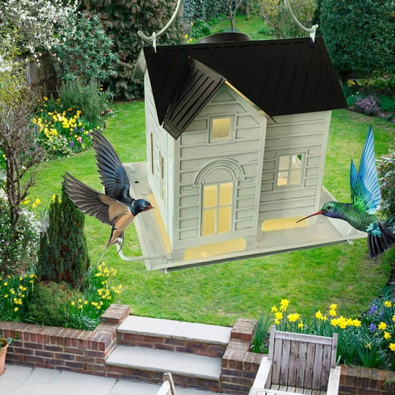 JingChun Swings Solar Bird Feeder House Courtyard Feeder Outdoor Hanging Decoration