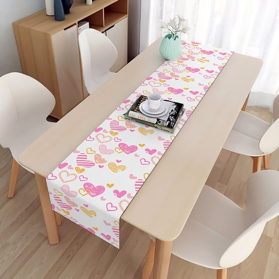 JingChun Clearance Under $2.00 Valentine's Day Love Printed Table Flag Holiday Gift Home Table Kitchen Mat