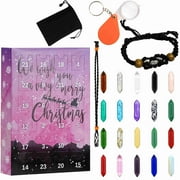 JingChun Crystal Advent Calendar Adult Women Crystals and Healing Stones, with Storage Bag &Healing Crystals Set, 24 Days Countdown Calendar Gifts for Women Boys To Meditation