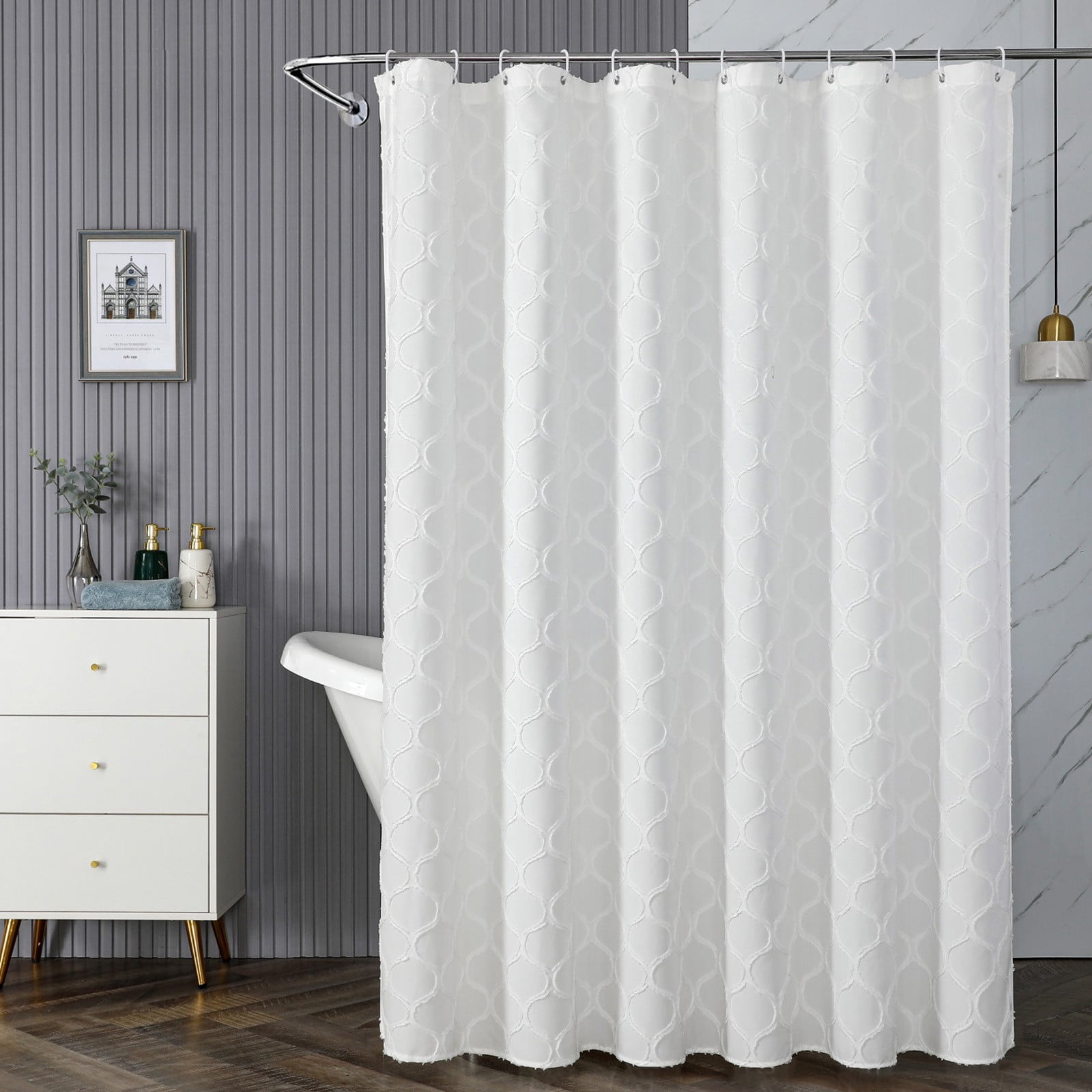 JingChun Cut Flower Polyester Waterproof Shower Curtain Fabric Hotel ...